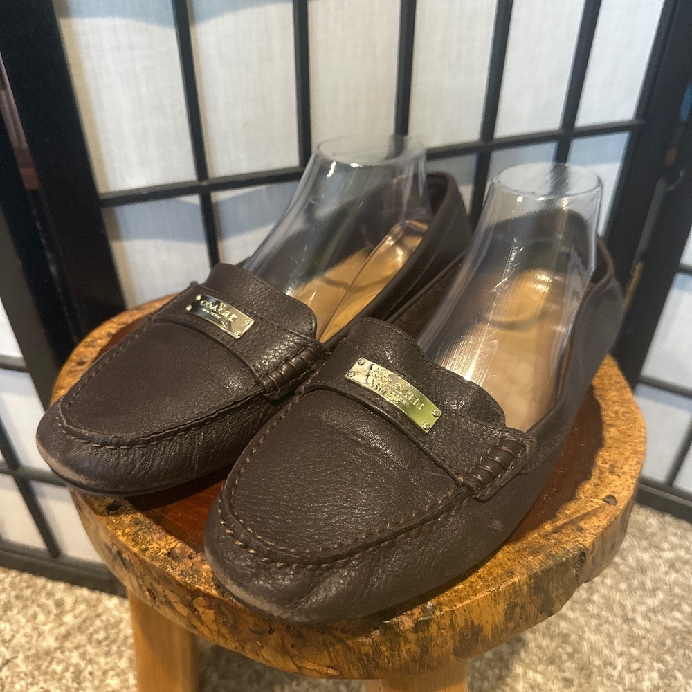 Coach Frederica Slip On Loafers Black Pebbled Leather Size 11B